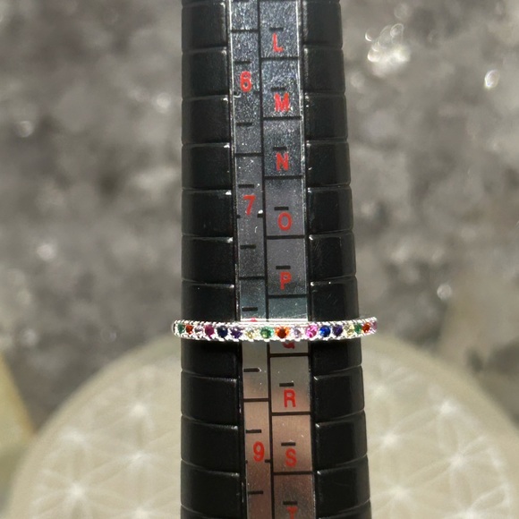 Multicolor CZ Stacking Band Ring - Picture 4 of 4
